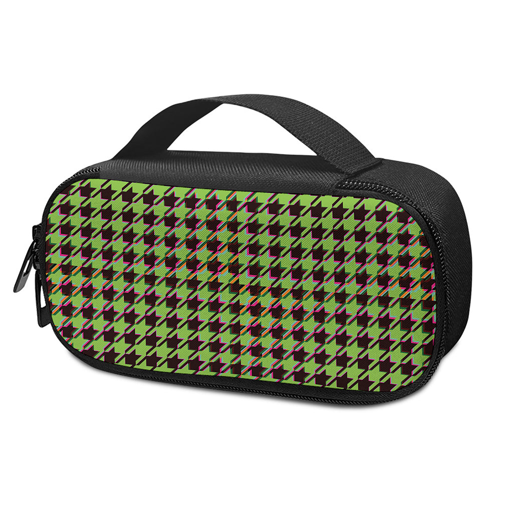 Trippy green Houndstooth Pattern Print Insulin Cooler Travel Case