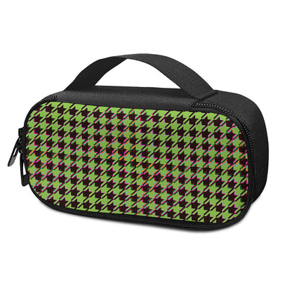 Trippy green Houndstooth Pattern Print Insulin Cooler Travel Case