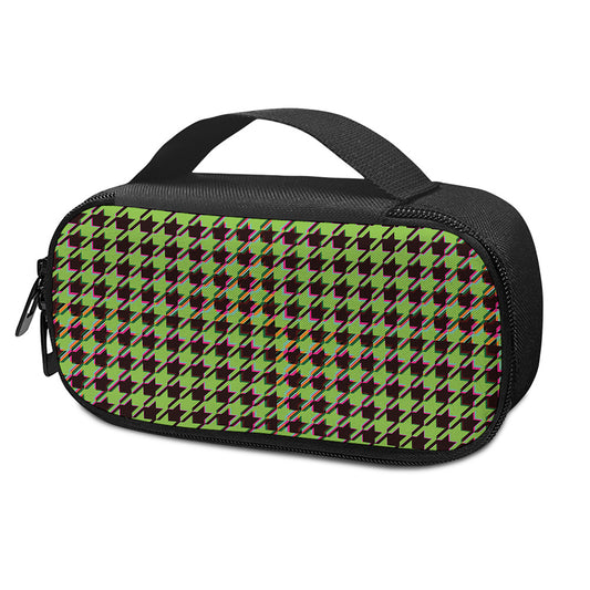 Trippy green Houndstooth Pattern Print Insulin Cooler Travel Case