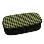 Trippy green Houndstooth Pattern Print Insulin Cooler Travel Case