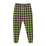 Trippy green Houndstooth Pattern Print Jogger Pants