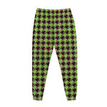 Trippy green Houndstooth Pattern Print Jogger Pants