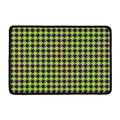 Trippy green Houndstooth Pattern Print Kitchen Mat