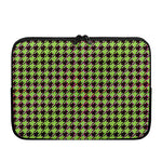 Trippy green Houndstooth Pattern Print Laptop Sleeve