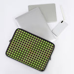 Trippy green Houndstooth Pattern Print Laptop Sleeve