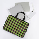 Trippy green Houndstooth Pattern Print Laptop Sleeve With Handle