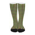 Trippy green Houndstooth Pattern Print Long Socks