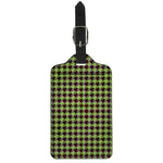 Trippy green Houndstooth Pattern Print Luggage Tag