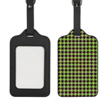 Trippy green Houndstooth Pattern Print Luggage Tag
