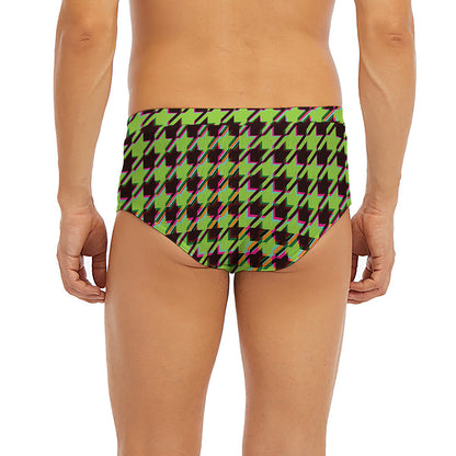 Trippy green Houndstooth Pattern Print Men's Briefs