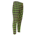 Trippy green Houndstooth Pattern Print Men's Compression Pants