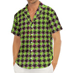 Trippy green Houndstooth Pattern Print Men's Deep V-Neck Shirt