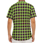 Trippy green Houndstooth Pattern Print Men's Deep V-Neck Shirt