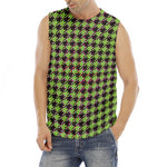 Trippy green Houndstooth Pattern Print Men's Fitness Tank Top
