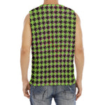 Trippy green Houndstooth Pattern Print Men's Fitness Tank Top