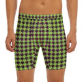 Trippy green Houndstooth Pattern Print Men's Long Boxer Briefs