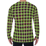Trippy green Houndstooth Pattern Print Men's Long Sleeve T-Shirt