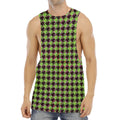 Trippy green Houndstooth Pattern Print Men's Muscle Tank Top