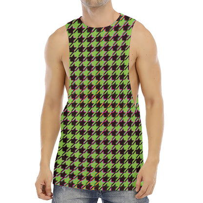 Trippy green Houndstooth Pattern Print Men's Muscle Tank Top