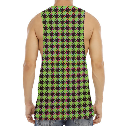 Trippy green Houndstooth Pattern Print Men's Muscle Tank Top