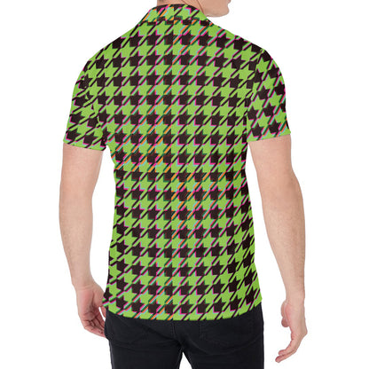Trippy green Houndstooth Pattern Print Men's Shirt