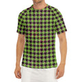 Trippy green Houndstooth Pattern Print Men's Short Sleeve Rash Guard