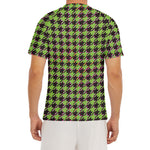 Trippy green Houndstooth Pattern Print Men's Short Sleeve Rash Guard