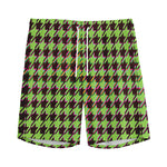 Trippy green Houndstooth Pattern Print Men's Sports Shorts