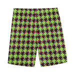 Trippy green Houndstooth Pattern Print Men's Sports Shorts