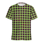 Trippy green Houndstooth Pattern Print Men's Sports T-Shirt
