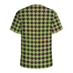 Trippy green Houndstooth Pattern Print Men's Sports T-Shirt