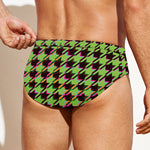 Trippy green Houndstooth Pattern Print Men's Swim Briefs