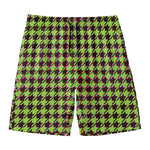 Trippy green Houndstooth Pattern Print Men's Swim Trunks