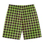 Trippy green Houndstooth Pattern Print Men's Swim Trunks