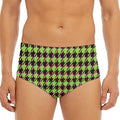 Trippy green Houndstooth Pattern Print Men's Triangle Swim Briefs