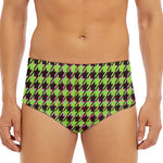 Trippy green Houndstooth Pattern Print Men's Triangle Swim Briefs