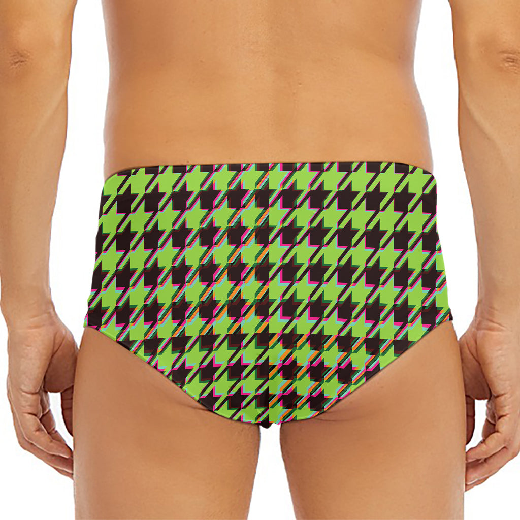 Trippy green Houndstooth Pattern Print Men's Triangle Swim Briefs