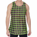 Trippy green Houndstooth Pattern Print Men's Velvet Tank Top
