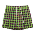 Trippy green Houndstooth Pattern Print Mesh Shorts