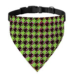 Trippy green Houndstooth Pattern Print Over The Collar Dog Bandana