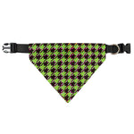 Trippy green Houndstooth Pattern Print Over The Collar Dog Bandana