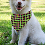 Trippy green Houndstooth Pattern Print Over The Collar Dog Bandana