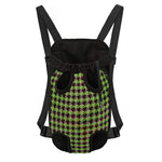 Trippy green Houndstooth Pattern Print Pet Carrier Backpack