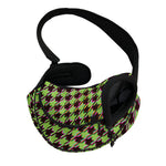 Trippy green Houndstooth Pattern Print Pet Sling Carrier