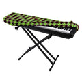 Trippy green Houndstooth Pattern Print Piano Keyboard Cover