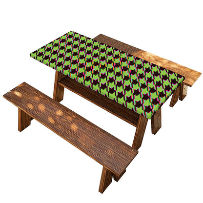 Trippy green Houndstooth Pattern Print Picnic Table Cover
