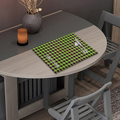 Trippy green Houndstooth Pattern Print Placemat