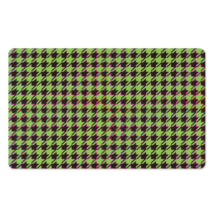 Trippy green Houndstooth Pattern Print Polyester Doormat