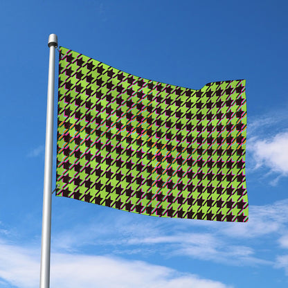 Trippy green Houndstooth Pattern Print Polyester Flag