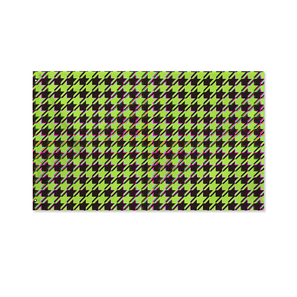 Trippy green Houndstooth Pattern Print Polyester Flag
